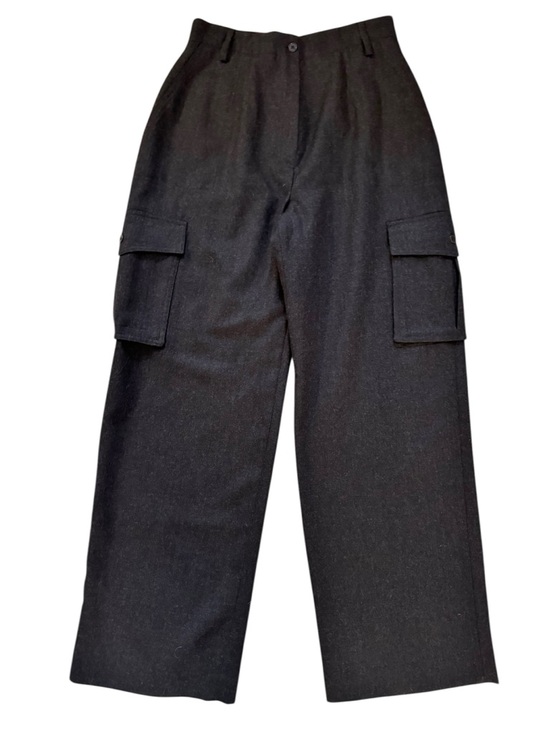 Lauren Ralph Lauren Pants - SOLD Lauren Ralph Lauren High Rise Wide Leg Cargo Pants 10 Gray Wool 32” VTG USA